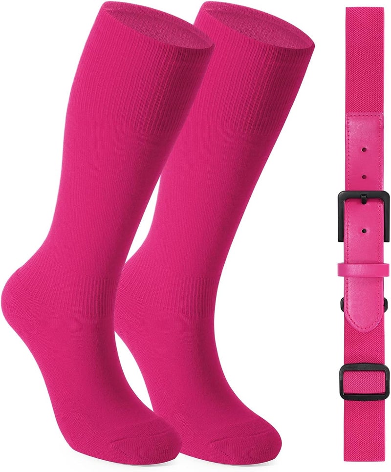 Werforu Baseball Socks and Non-Metal Nickel-Free Belt-Adjustable Belt with Non-allergic Plastic Buckle Softball Socks for kid - Image 1